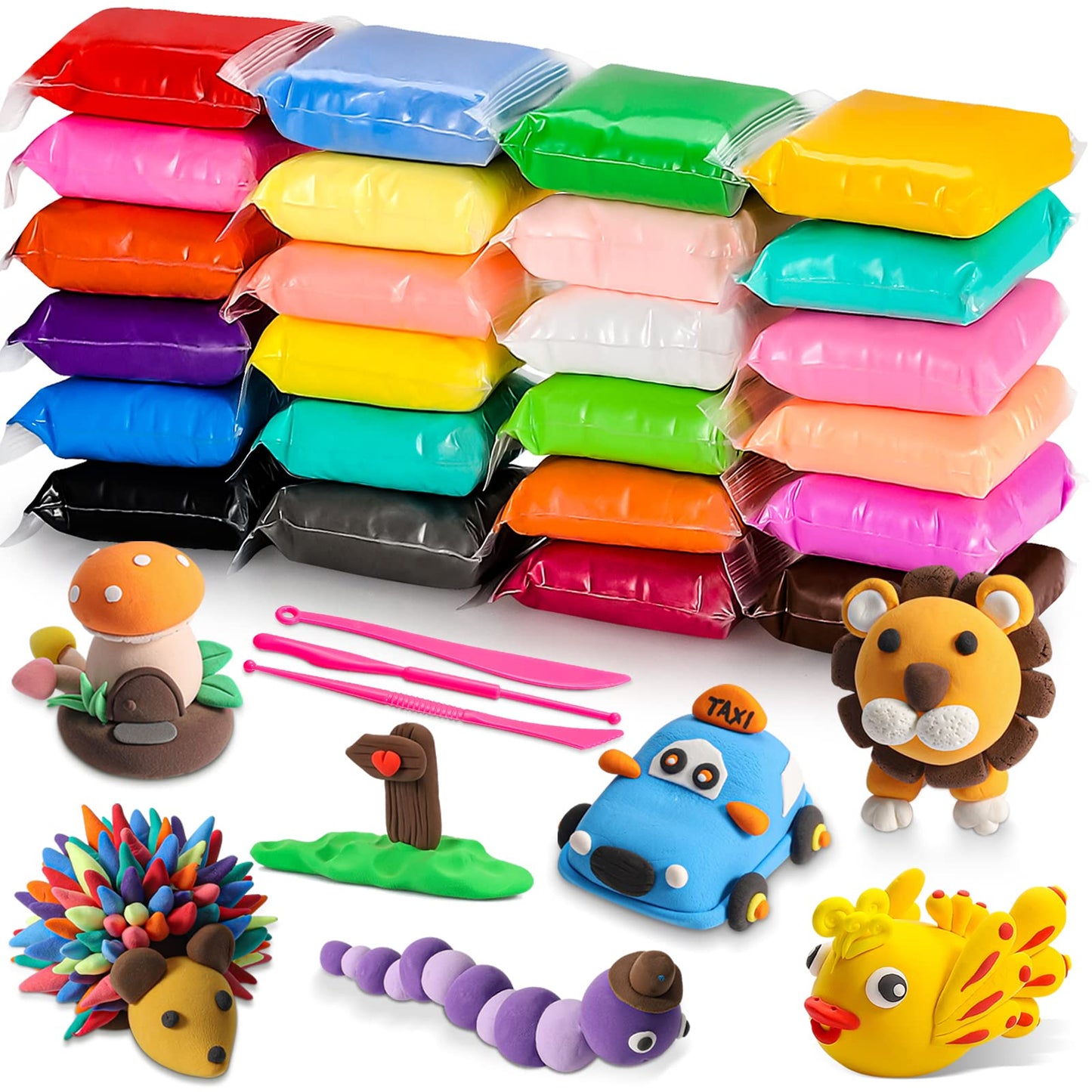 24 Color Air Dry Clay Set, Ultra Light Clay For Modeling Magic Clay and Butter Slime, Soft and Non-Sticky DIY Crafts Toy Gifts for Kids