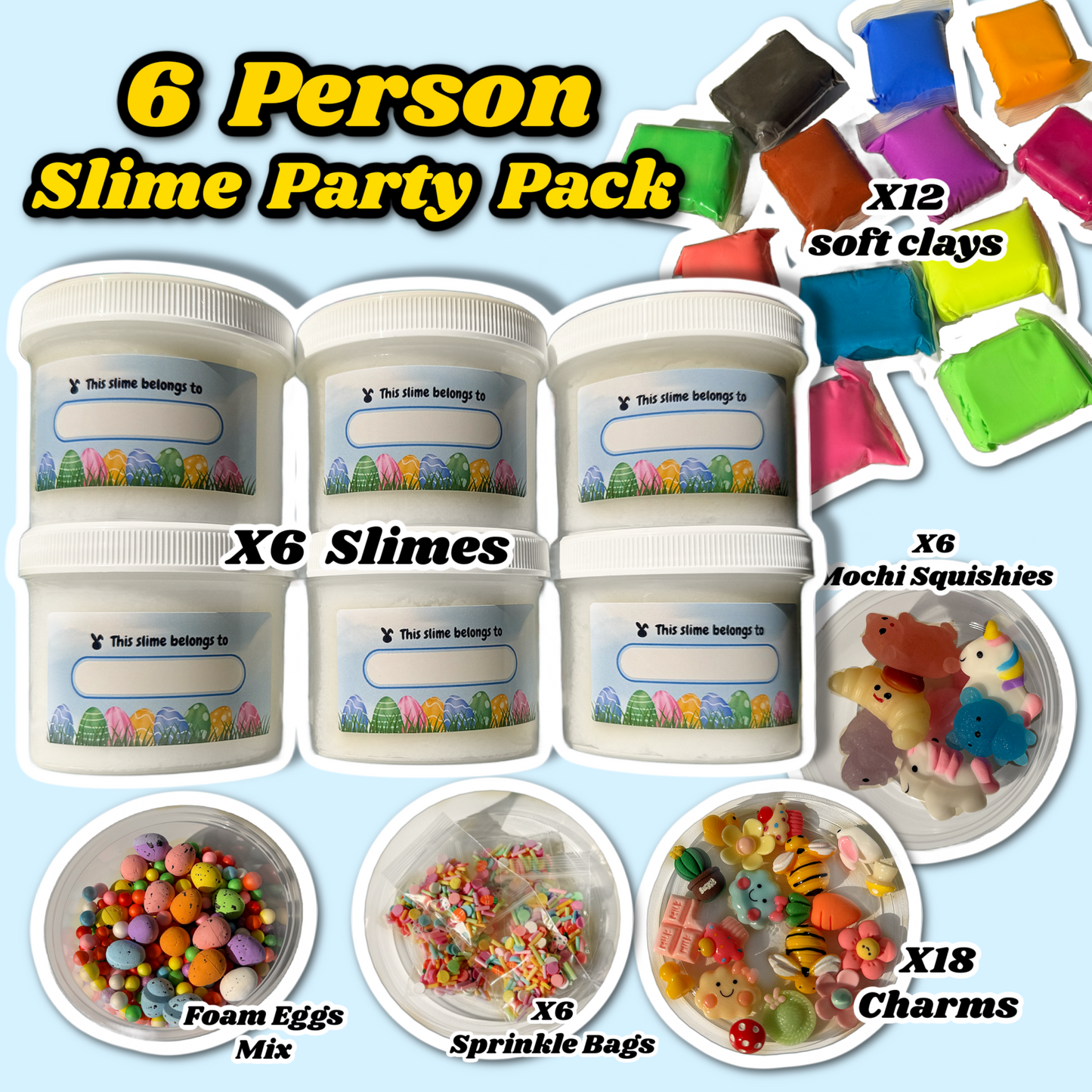 Squishy Bunnii's Party Pack! 6 Person Ultimate Easter Slime Party!