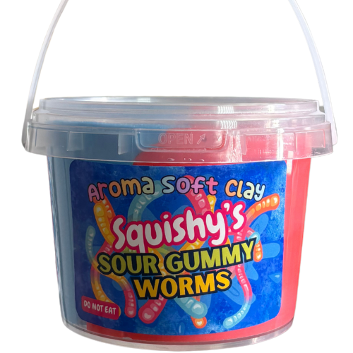Sour Gummy Worms Aroma Soft Clay Bucket